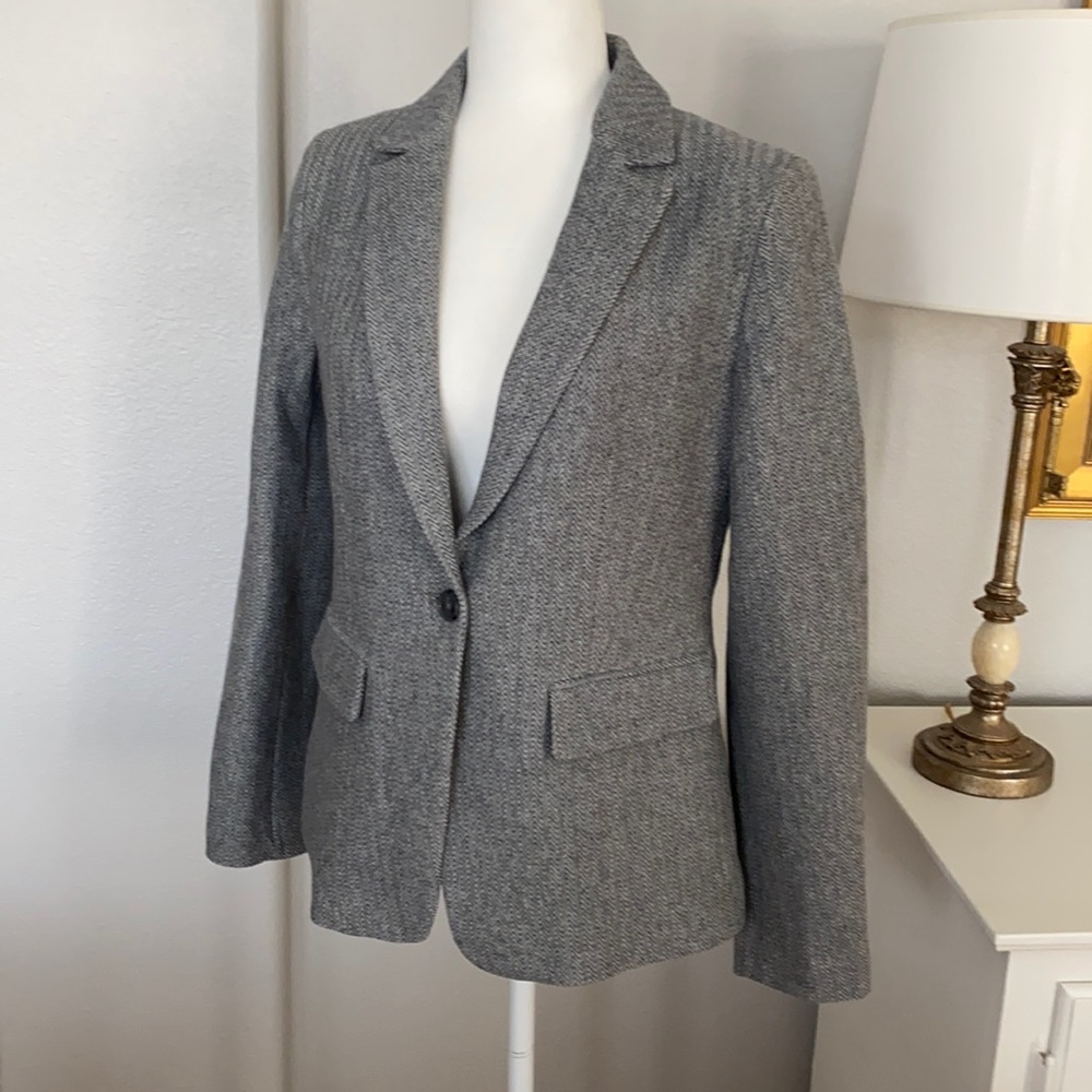 LOFT Grey Herringbone Blazer 6